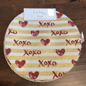 Nicole Miller Valentine’s Day Heart Placemats Set Of 4 Red Gold 15” New XOXO